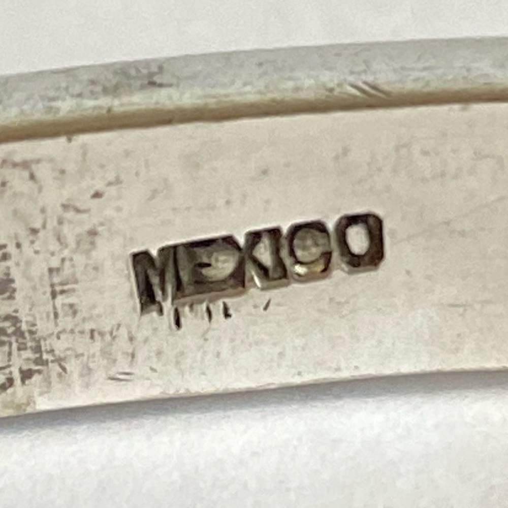 Vintage Turquoise Bangle Bracelet Mexico Silver Hinged Coastal Cowgirl Southwest - Picture 8 of 11